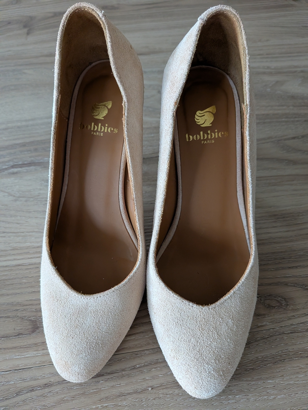 Bobbies Nude Suede Heels - Size 37